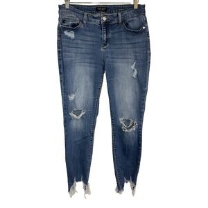 Judy Blue Cropped Skinny Distressed Medium Wash Blue Jeans Denim Stretchy 13/31